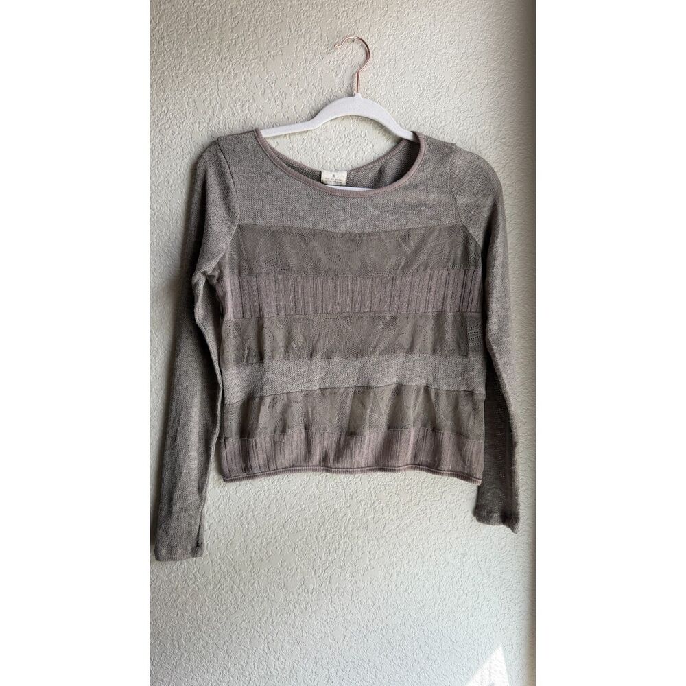 Pins & Needles Urban Outfitters Gray Lace Panel Knit Sweater Small Sheer